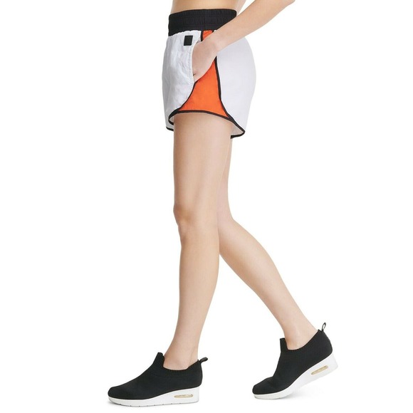 DKNY Sport Colorblocked White Orange High-Waist Workout Running Shorts XS - Picture 4 of 5